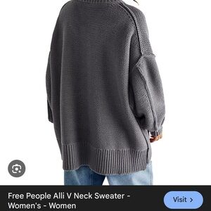 Free People Charcoal V-Neck Sweater